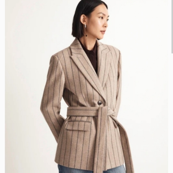 Madewell Jackets & Blazers - Madewell Bedford Oversized Blazer Jennifer Stripe Belted